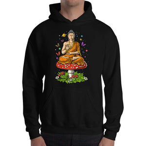 Buddha Magic Mushroom, Psychedelic Buddha Hoodie, Buddha Hoodie, Mushrooms Hoodie, Yoga Sweatshirt, Hippie Clothing - Psychonautica Store