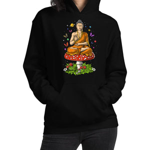 Buddha Magic Mushroom, Psychedelic Buddha Hoodie, Buddha Hoodie, Mushrooms Hoodie, Yoga Sweatshirt, Hippie Clothing - Psychonautica Store
