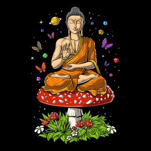 Buddha Mushroom Meditatiom, Hippie Buddha Hoodie, Psychedelic Buddha Hoodie, Meditation Clothing - Psychonautica Store