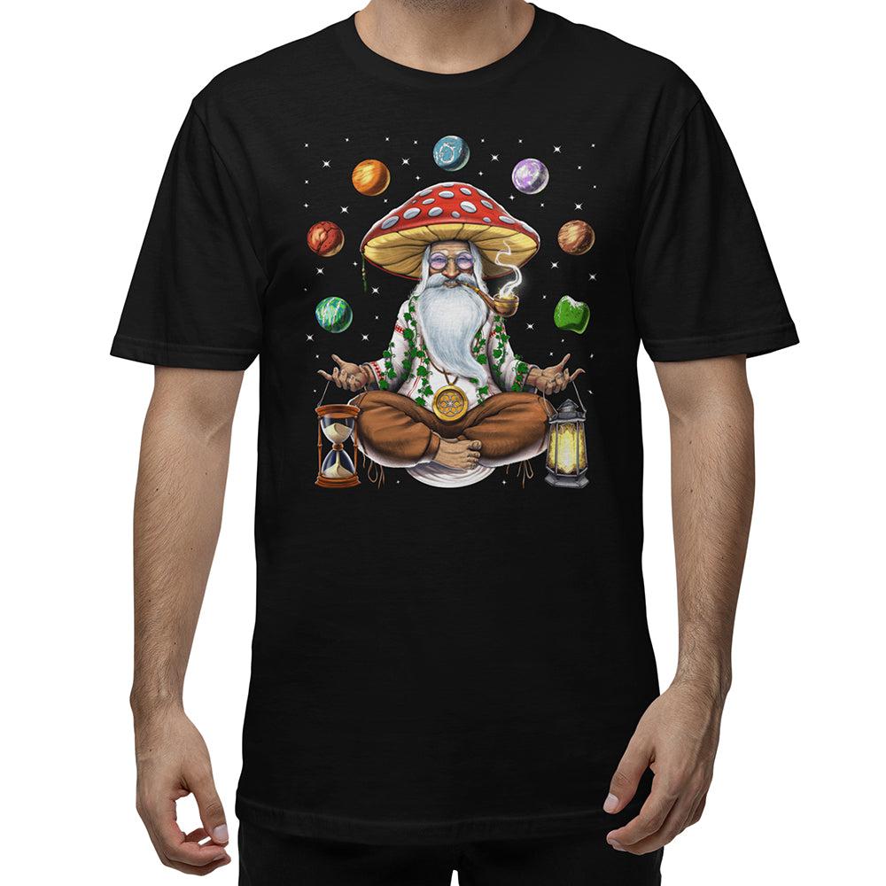 Magic Mushroom T-Shirt, Hippie Mushroom T-Shirt, Psychedelic Mushroom Shirt, Mushroom Meditation Shirt, Trippy Mushroom Shirt, Mushroom Yoga T-Shirt, Mushroom Shaman Shirt - Psychonautica Store