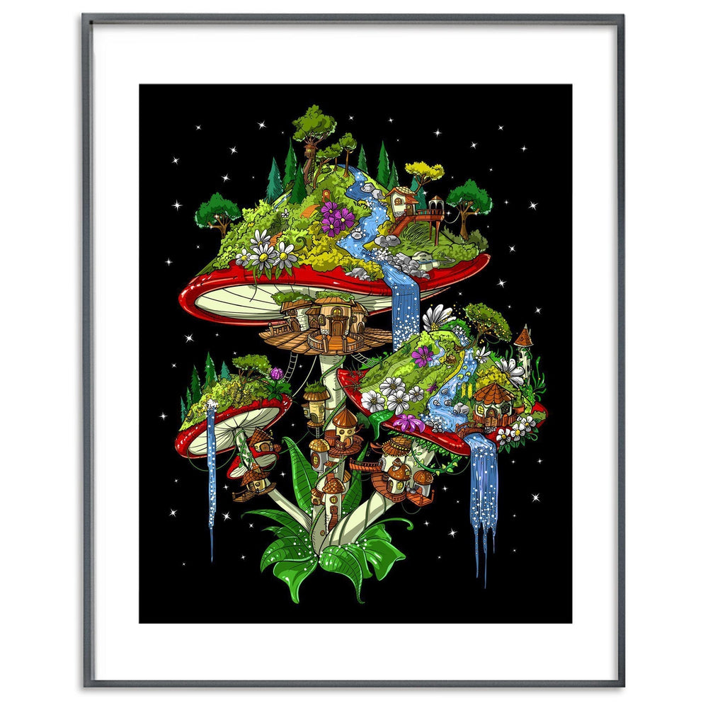 Magic Mushrooms Poster, Hippie Art Print, Psychedelic Art Print, Fantasy Poster, Mushrooms Art Print - Psychonautica Store