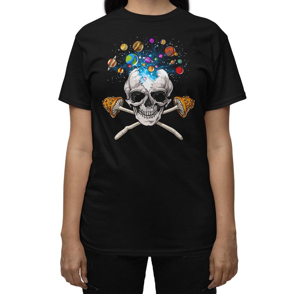 Psychedelic Skull Shirt, Magic Mushrooms Skull T-Shirt, Trippy Skull Shirt, Psychedelic Mushroom Clothes, Mushroom Clothing - Psychonautica Store