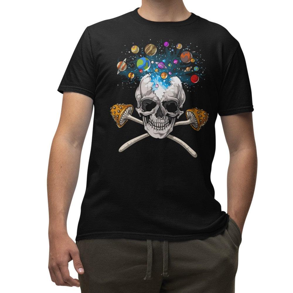 Psychedelic Skull Shirt, Psychedelic Mens Tee, Magic Mushrooms Shirt, Psychedelic Shirt, Trippy Clothes, Psychedelic Clothing - Psychonautica Store