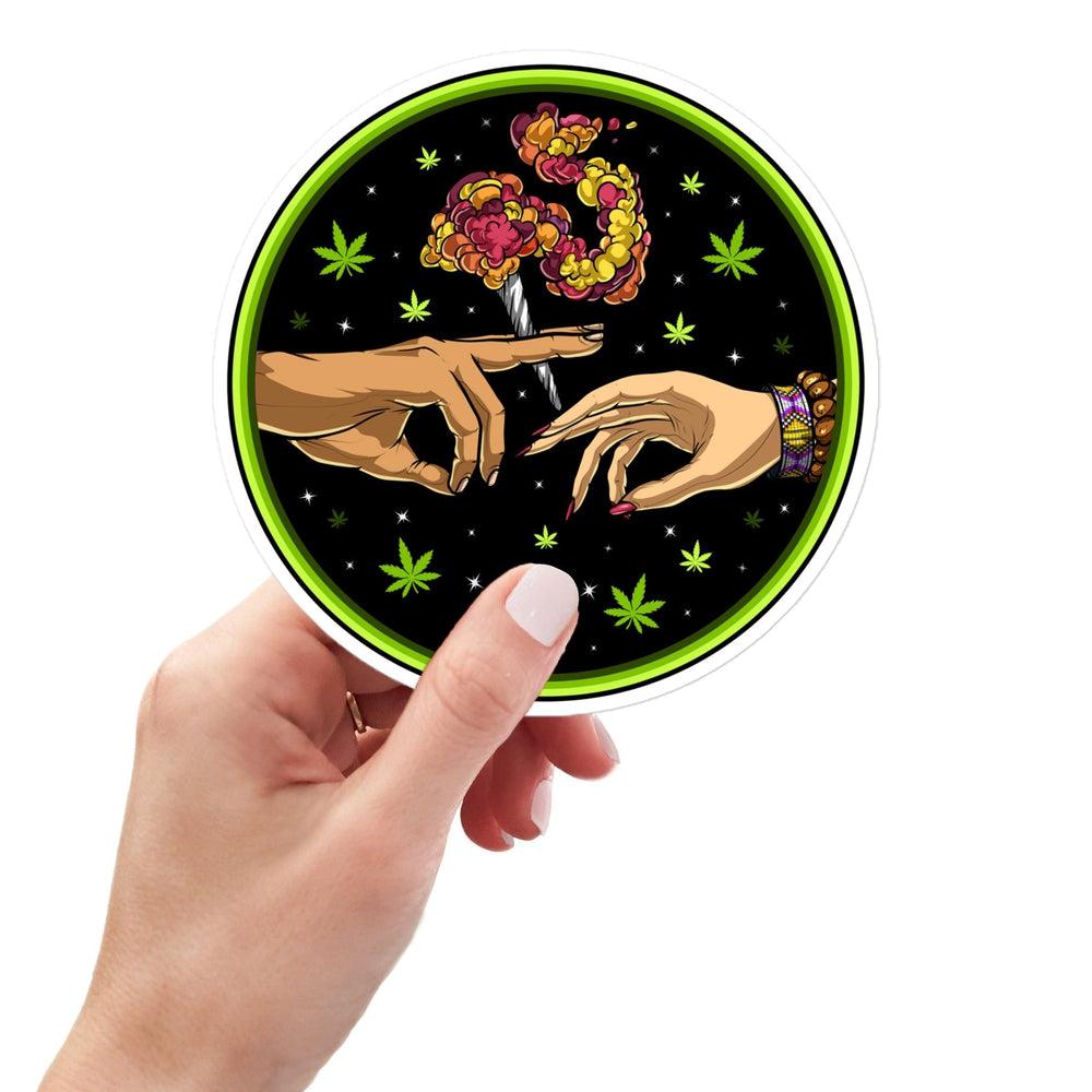 thumbnail image 2 of Holographic Cannabis Weed Pot Leaf Decal - Custom Artistic Rasta 420 Sticker 2 of 2
