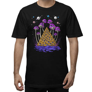 Psychedelic Pyramid Shirt, Trippy Pyramid Shirt, Magic Mushrooms Shirt, Psychedelic Mushrooms T-Shirt, Psychedelic Clothing, Magic Mushrooms Clothes - Psychonautica Store