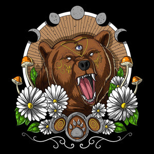 Psychedelic Bear, Trippy Bear, Forest Bear, Psychedelic Mushrooms Forest - Psychonautica Store