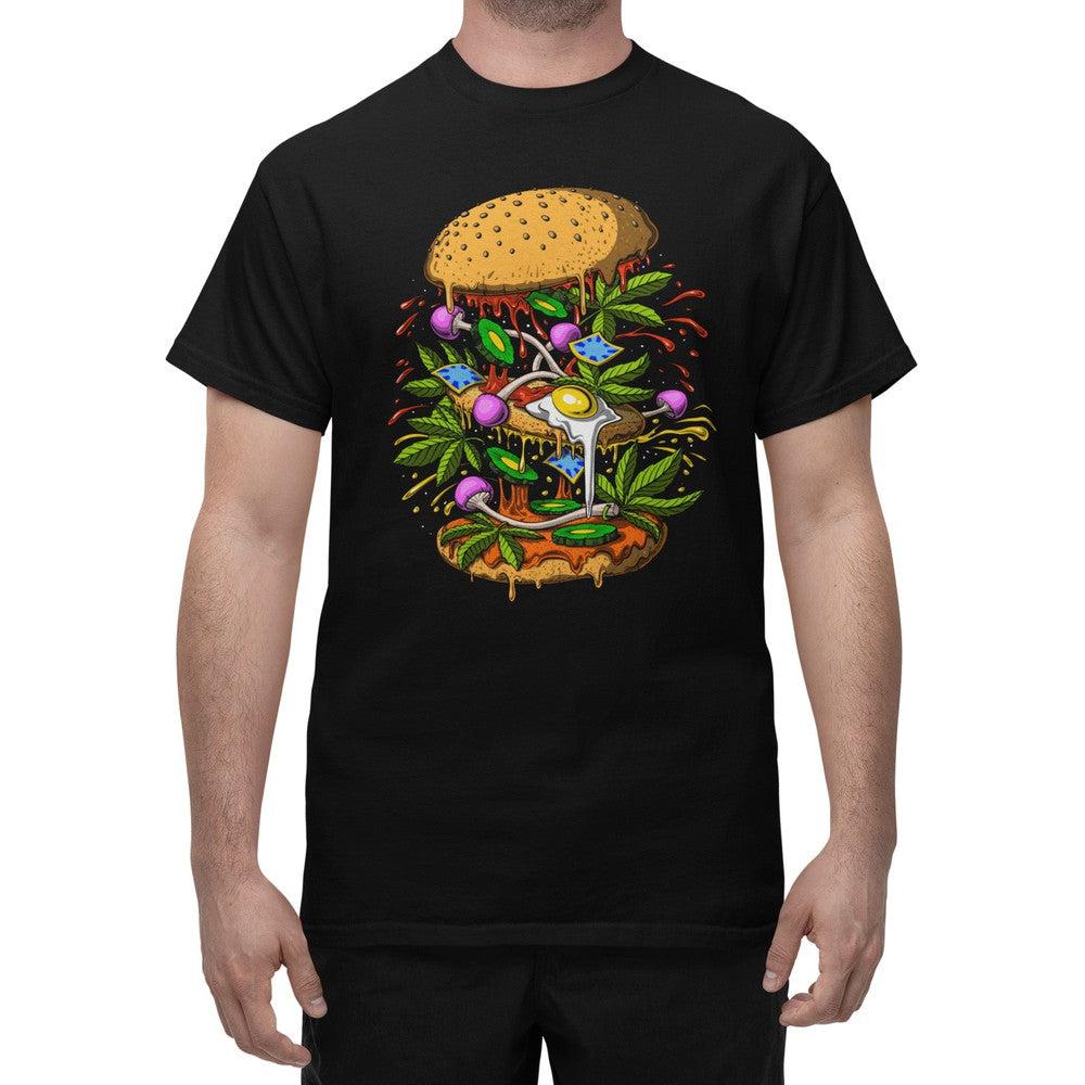 Psychedelic Burger Shirt, Psychedelic Weed Shirt, Trippy Burger Shirt, Psychedelic Cannabis Shirt, Hippie Shirt, Stoner Clothes, Hippie Clothing - Psychonautica Store