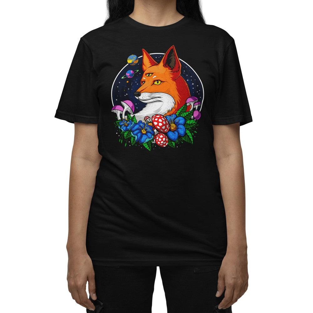Psychedelic Fox T-Shirt, Trippy Fox T-Shirt, Psychedelic Shirt, Magic Mushrooms Shirt, Psychedelic Forest Shirt - Psychonautica Store