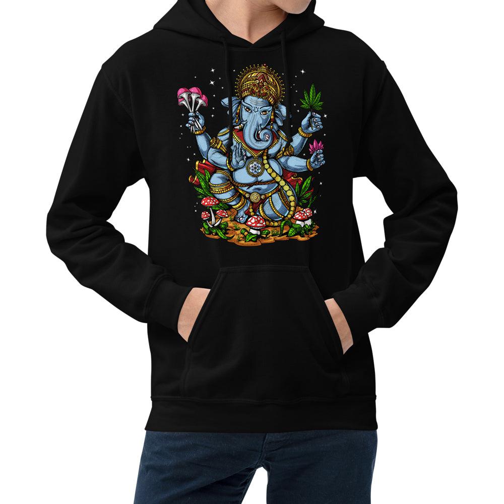 Psychedelic Ganesha Hoodie, Ganesha Sweatshirt, Hippie Hoodie, Stoner Hoodie, Hindu Clothing, Festival Clothing - Psychonautica Store
