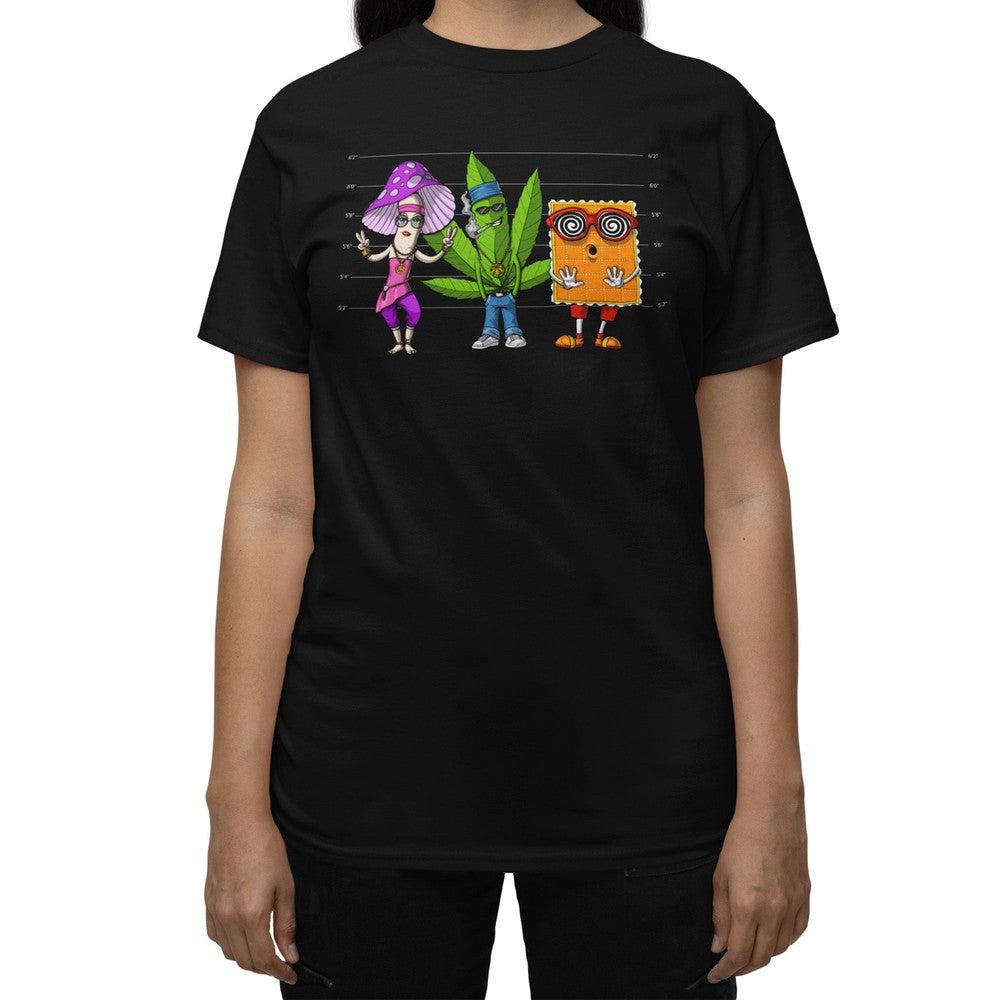 Funny Stoner T-Shirt, Magic Mushrooms T-Shirt, Weed Shirt, Psychedelic T-Shirt, Funny Mugshot T-Shirt, Stoner Clothing, Stoner Clothes, LSD T-Shirt, Stoner Apparel - Psychonautica Store