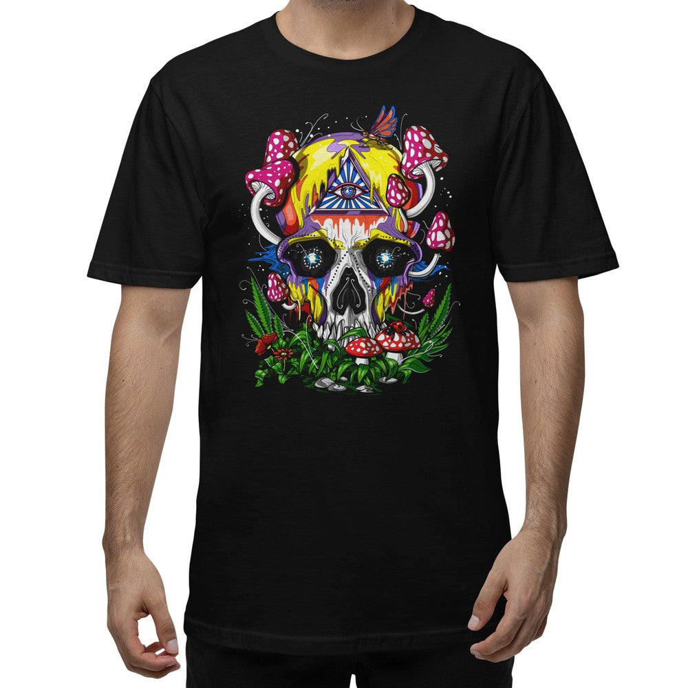 Psychedelic Mushroom Skull Shirt, Magic Mushrooms Tee, Trippy Tee, Psychedelic Shirt, Mushrooms Clothing, Psychedelic Clothing - Psychonautica Store