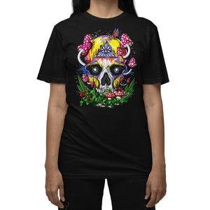 Mushroom Skull Shirt, Psychedelic Mushrooms Tee, Trippy Mushroom Shirt, Psychedelic T-Shirt, Trippy Skull Clothing, Mushroom Clothing - Psychonautica Store