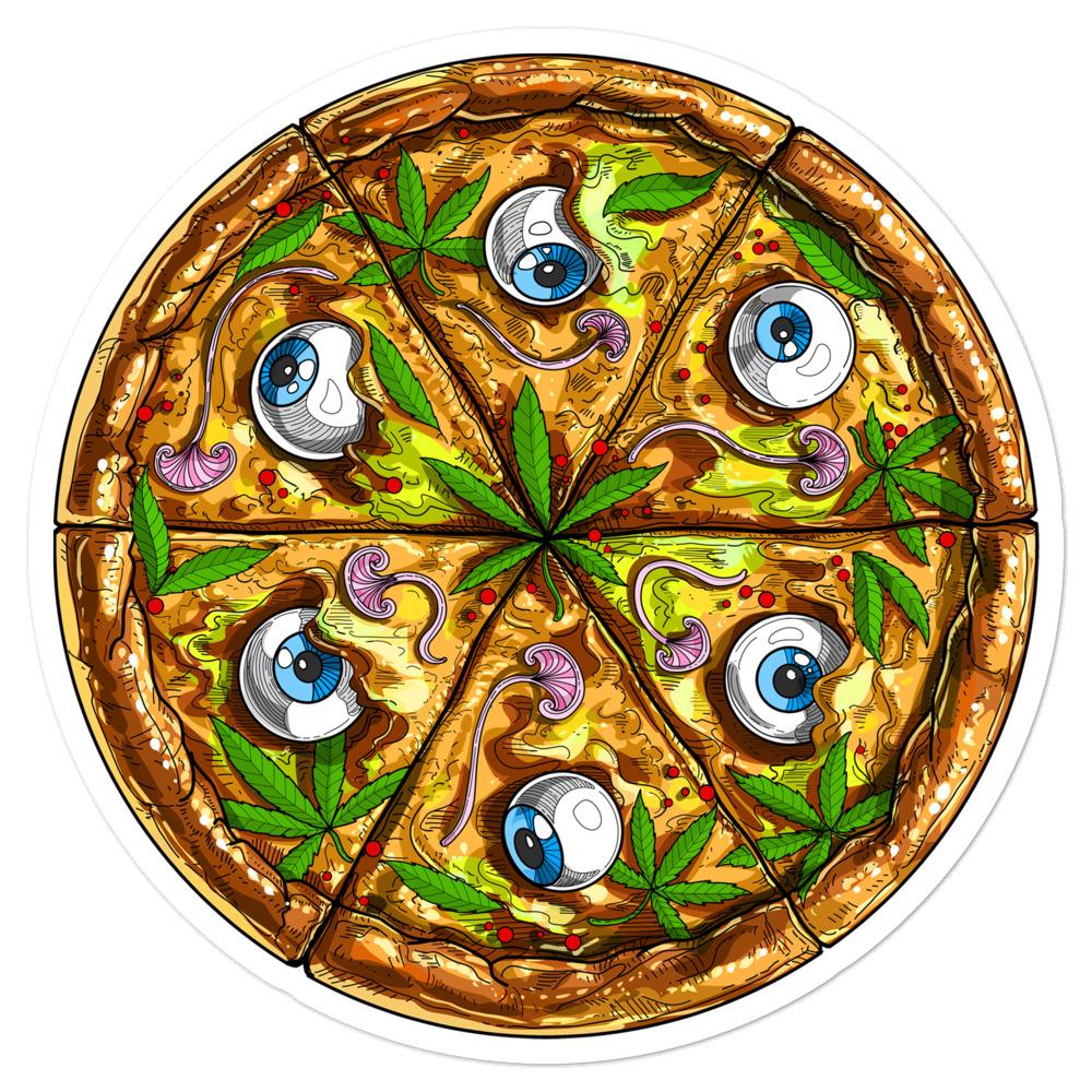 Psychedelic Sticker, Trippy Sticker, Pizza Sticker, Stoner Sticker, Stoner Decals, Weed Sticker - Psychonautica Store