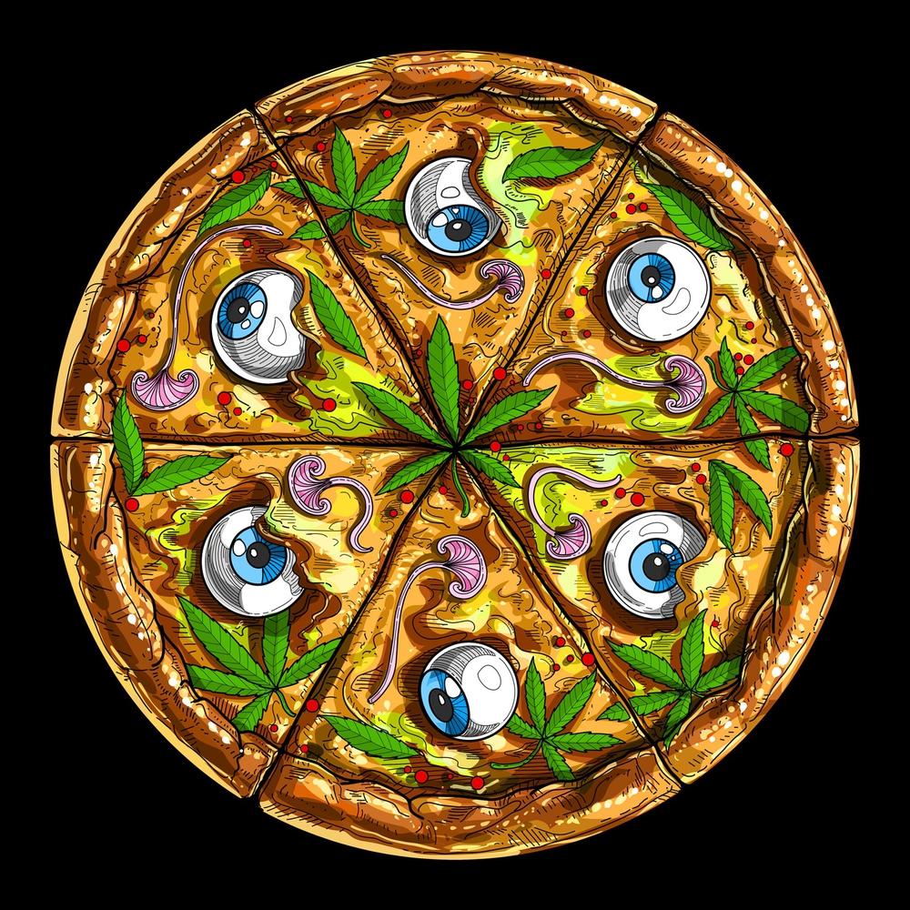 Psychedelic Shirt, Trippy Shirt, Pizza T-Shirt, Funny Stoner Shirt, Stoner Clothing, Weed T-Shirt, Mens Pizza Tees - Psychonautica Store