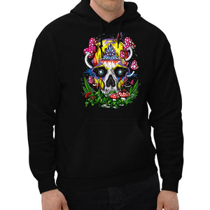 Psychedelic Skull Hoodie, Psychedelic Hoodie, Hippie Clothes, Magic Mushrooms Sweatshirt, Psychedelic Clothing - Psychonautica Store