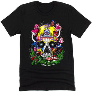 Psychedelic Mushroom Skull Shirt, Magic Mushrooms Tee, Trippy Tee, Psychedelic Shirt, Mushrooms Clothing, Psychedelic Clothing - Psychonautica Store