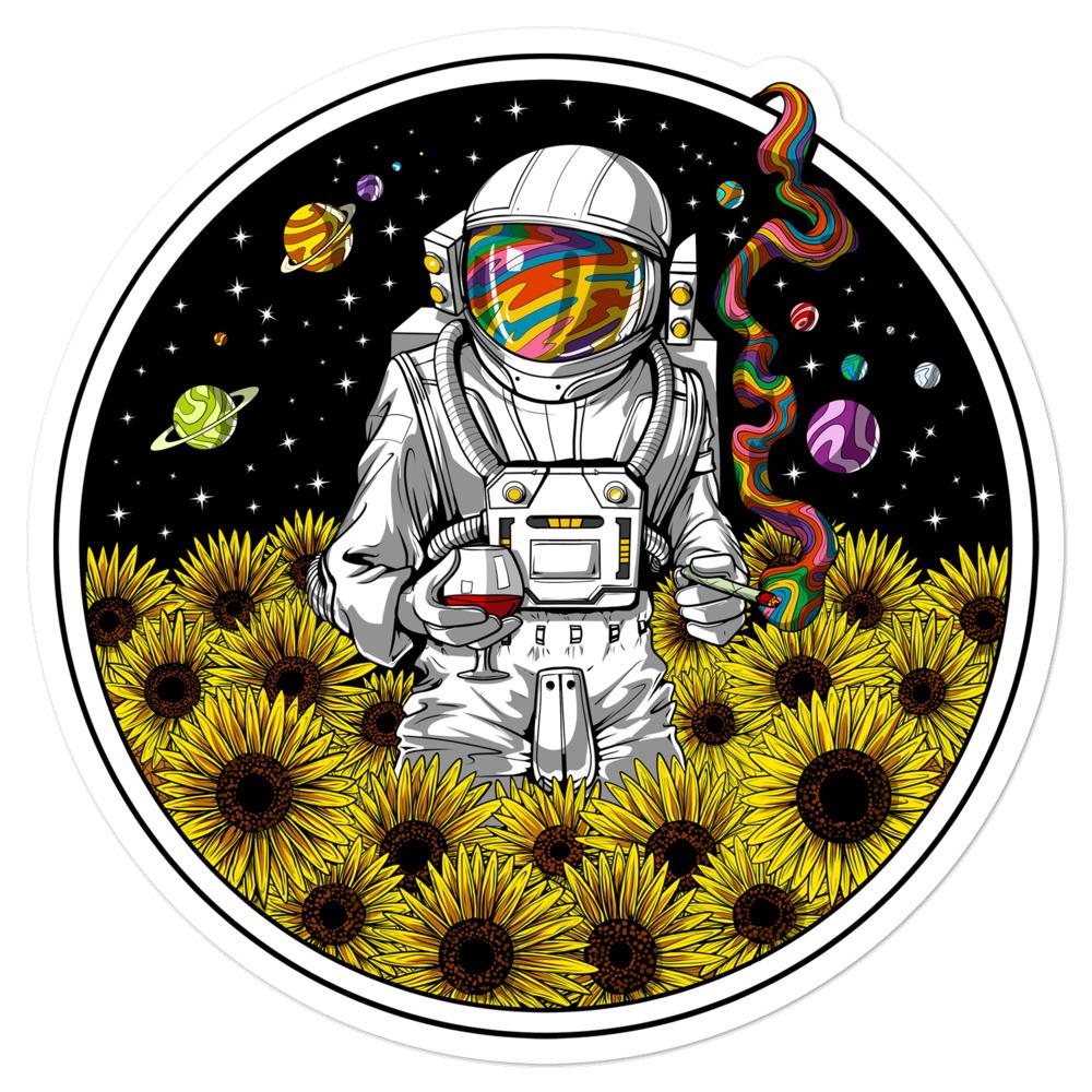 Psychedelic Astronaut, Astronaut Smoking Weed, Astronaut Weed Sticker,Stoner Stickers, Stoner Gifts, Hippie Stickers, Psychedelic Sticker, Trippy Stickers - Psychonautica Store