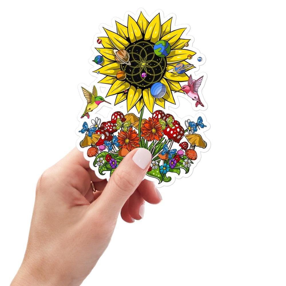 Psychedelic Sunflower Sticker, Hippie Sunflower Sticker, Trippy Stickers, Trippy Sunflower Decal, Hippie Decal - Psychonautica Store