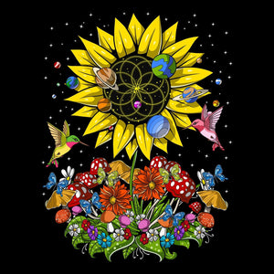 Psychedelic Sunflower, Trippy Sunflower, Hippie Sunflower Shirt, Hippie Clothes, Festival Clothing, Hippie Clothing - Psychonautica Store