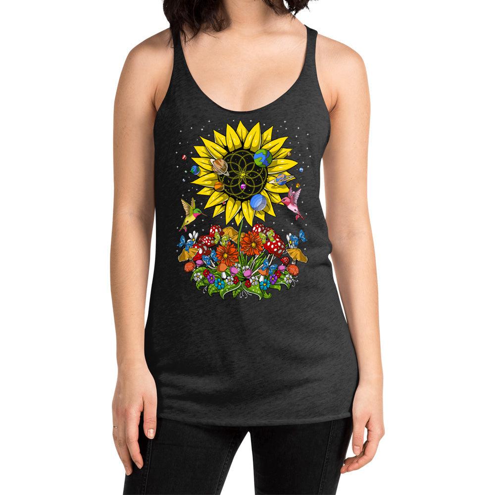 Hippie Sunflower Tank, Psychedelic Sunflower Tank, Psychedelic Womens Tank, Sunflower Tank Top, Hippie Tank, Hippie Clothes, Festival Clothing - Psychonautica Store