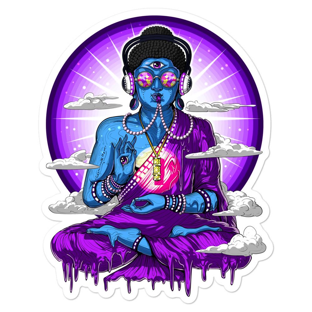 Psytrance Sticker, Psychedelic Buddha, Psychedelic Stickers, Buddha Sticker, Trippy Sticker, EDM Sticker - Psychonautica Store