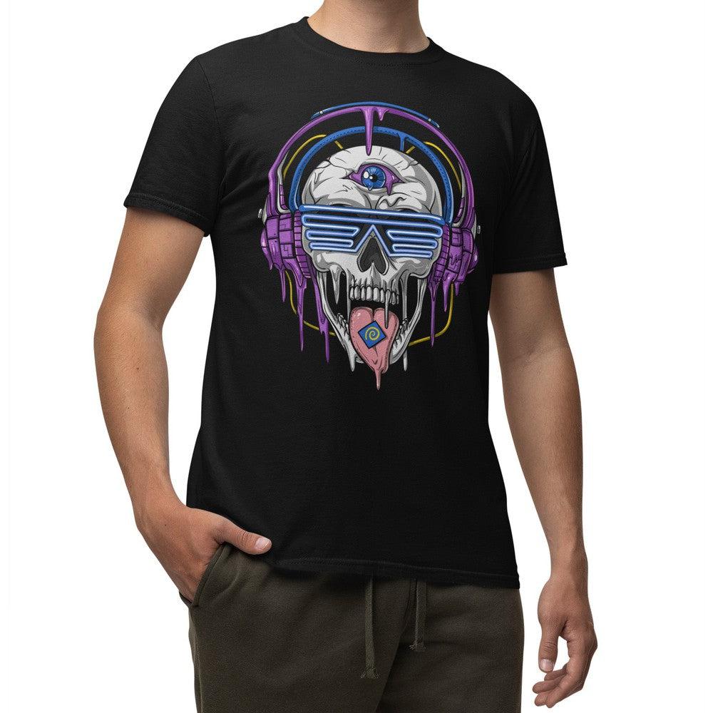 Psytrance Skull T-Shirt, Psytrance Shirt, EDM Shirt, Trippy Shirt, Psychedelic Shirt, Skull Tee, LSD Acid Shirt, Festival Clothing, Psytrance Clothes - Psychonautica Store