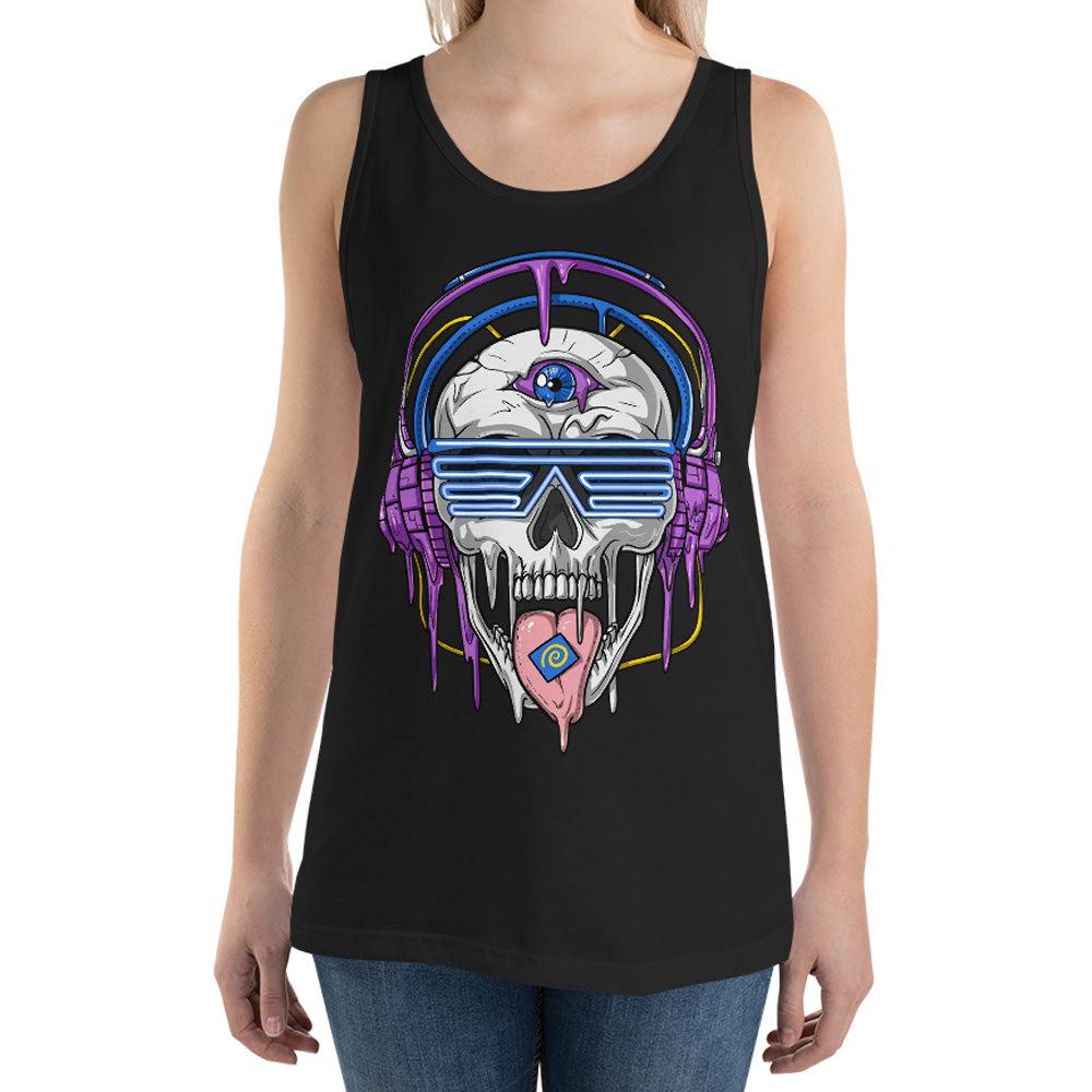 Psychedelic Skull Tank, EDM Tank, Psytrance Tank, Trippy Tank, Acid Clothes, Psychedelic Skull Tank, Festival Clothing - Psychonautica Store