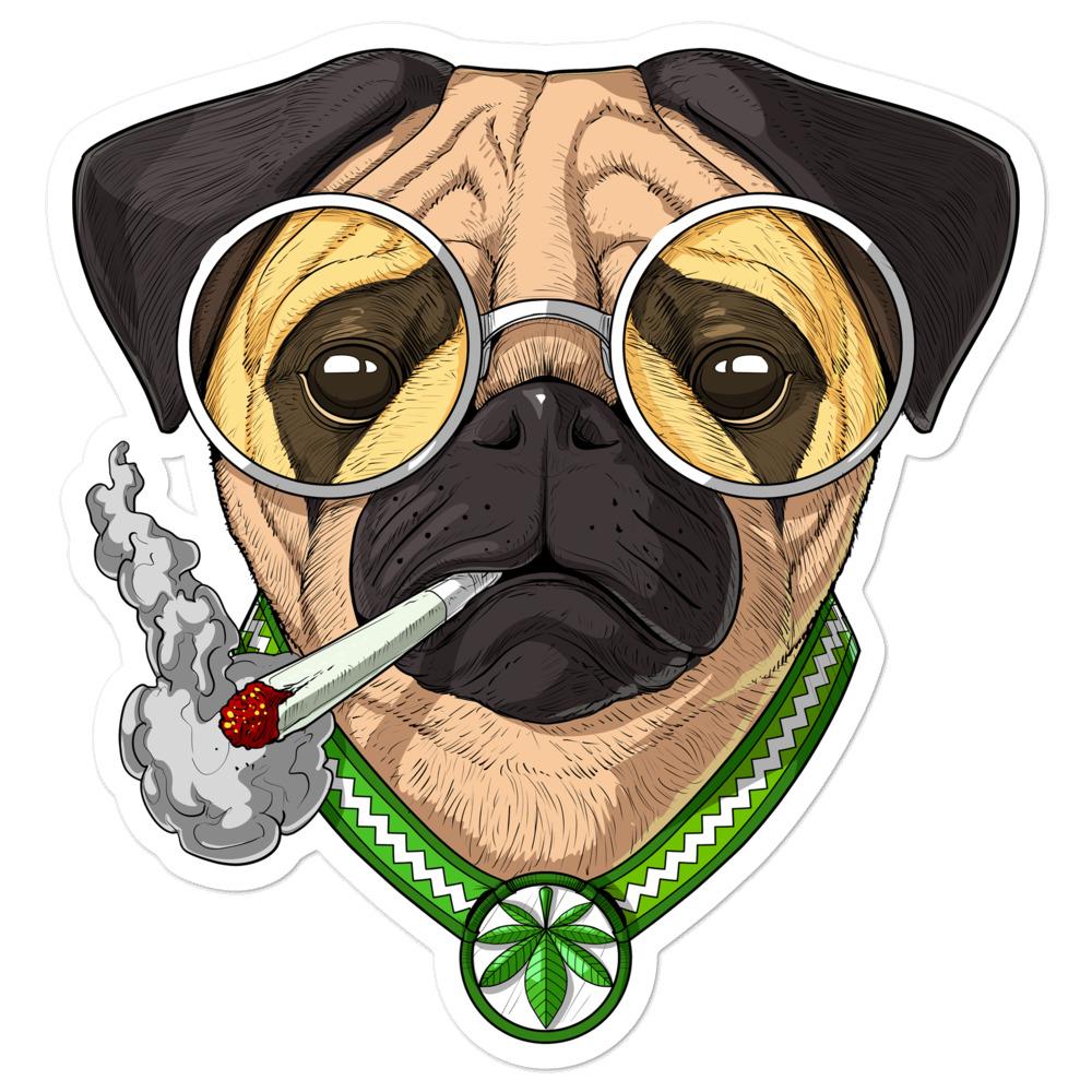 pothead dog Pug Stoner Sticker