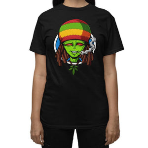 Alien Rastafari Shirt, Funny Rastafarian T-Shirt, Alien Smoking Cannabis Shirt, Funny Stoner Shirt, Stoner Clothes, Rastafari Clothing, Rastafari Apparel - Psychonautica Store