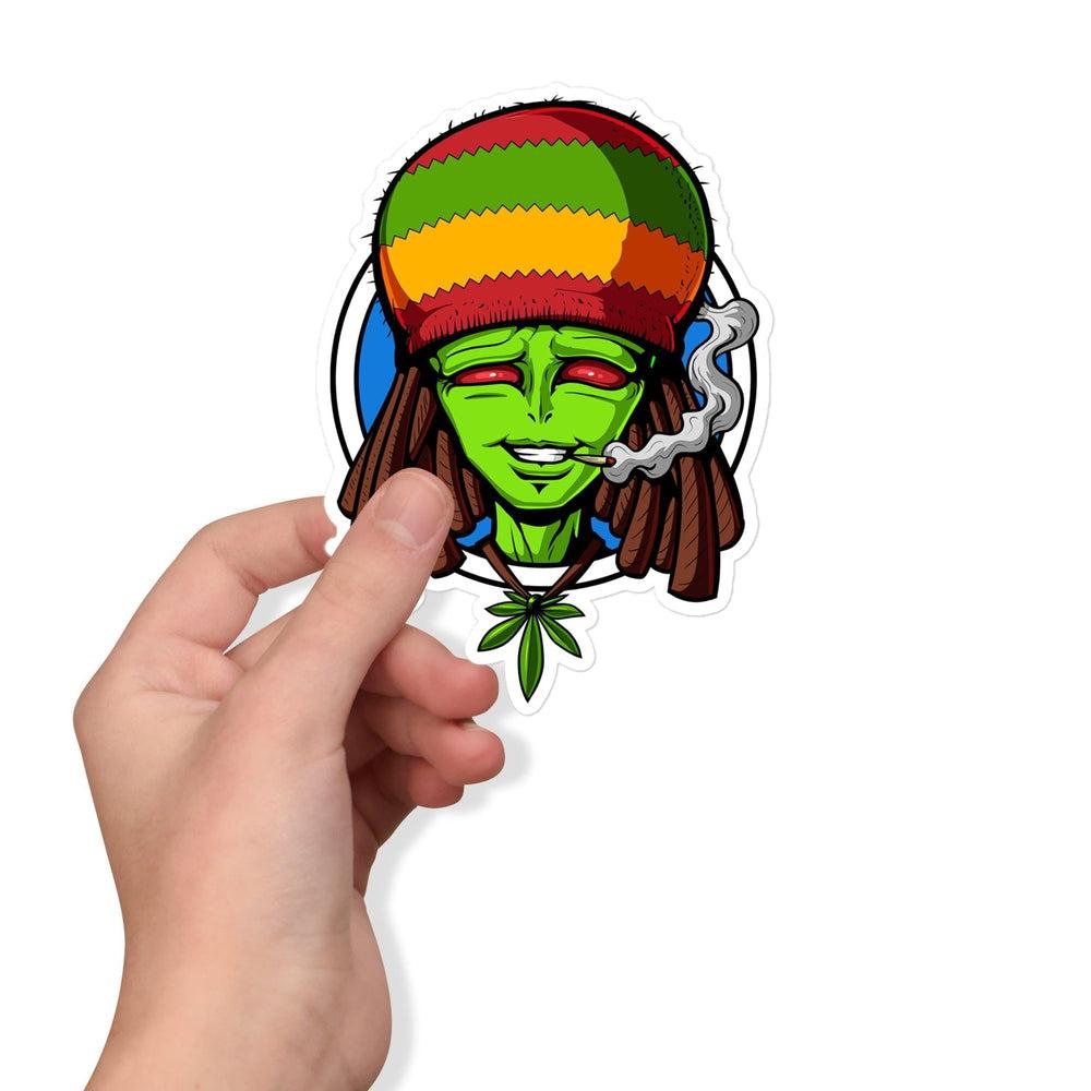 Alien Rasta Sticker, Rastafari Alien Sticker, Alien Weed Sticker, Alien Smoking Weed Sticker, Hippie Stoner Sticker, Rasta Stickers, Rastafari Stickers - Psychonautica Store
