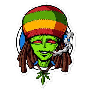 Alien Rasta Sticker, Rastafari Alien Sticker, Alien Weed Sticker, Alien Smoking Weed Sticker, Hippie Stoner Sticker, Rasta Stickers, Rastafari Stickers - Psychonautica Store