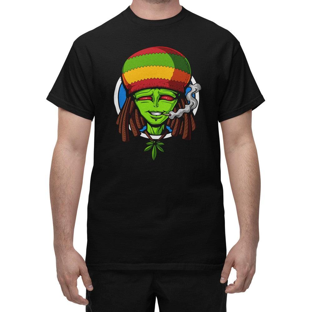 Alien Rastafari Shirt, Rastafarian T-Shirt, Alien Smoking Weed Shirt, Funny Stoner Shirt, Stoner Clothes, Rastafari Clothing - Psychonautica Store
