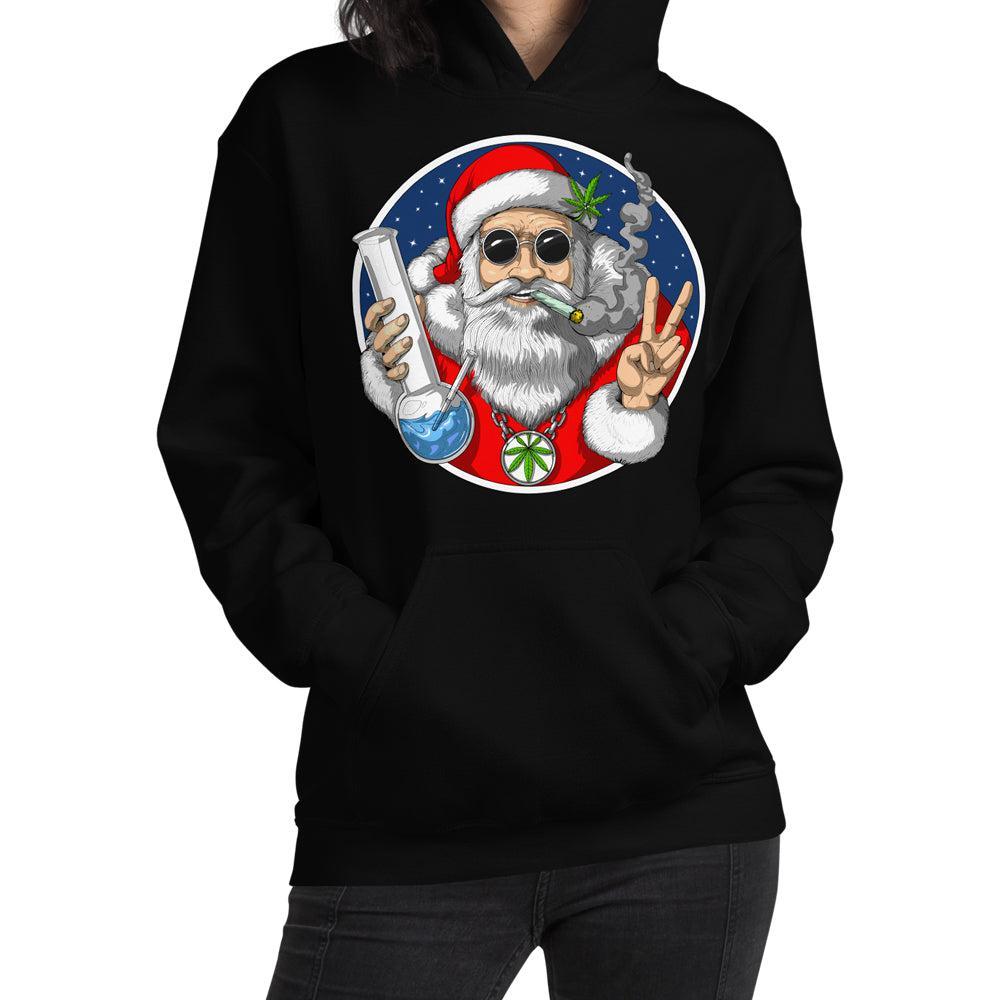 Santa Smoking Weed Hoodie, Weed Christmas Hoodie, Santa Stoner Hoodie, Funny Cannabis Hoodie, Weed Christmas Clothes, Stoner Clothing - Psychonautica Store