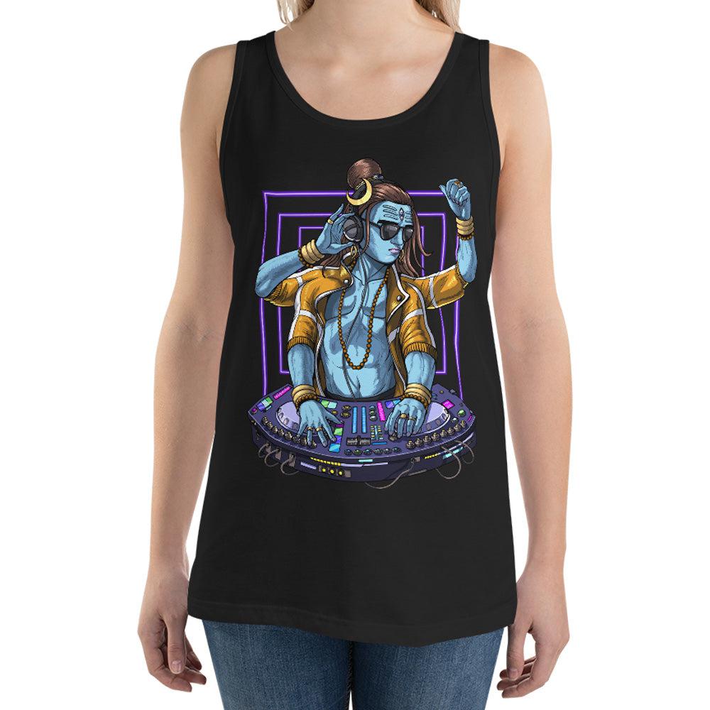Shiva DJ Tank Top, Psychedelic Shiva Tank, EDM DJ Mens Tank, Hindu God Shiva Tank Top, Dubstep DJ Tank, Techno Music DJ Tank - Psychonautica Store