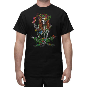 Skeleton Hippie T-Shirt, Hippie Stoner T-Shirt, Psychedelic Skeleton T-Shirt, Skeleton Weed Shirt, Hippie Clothes, Hippie Clothing, Hippie Apparel - Psychonautica Store