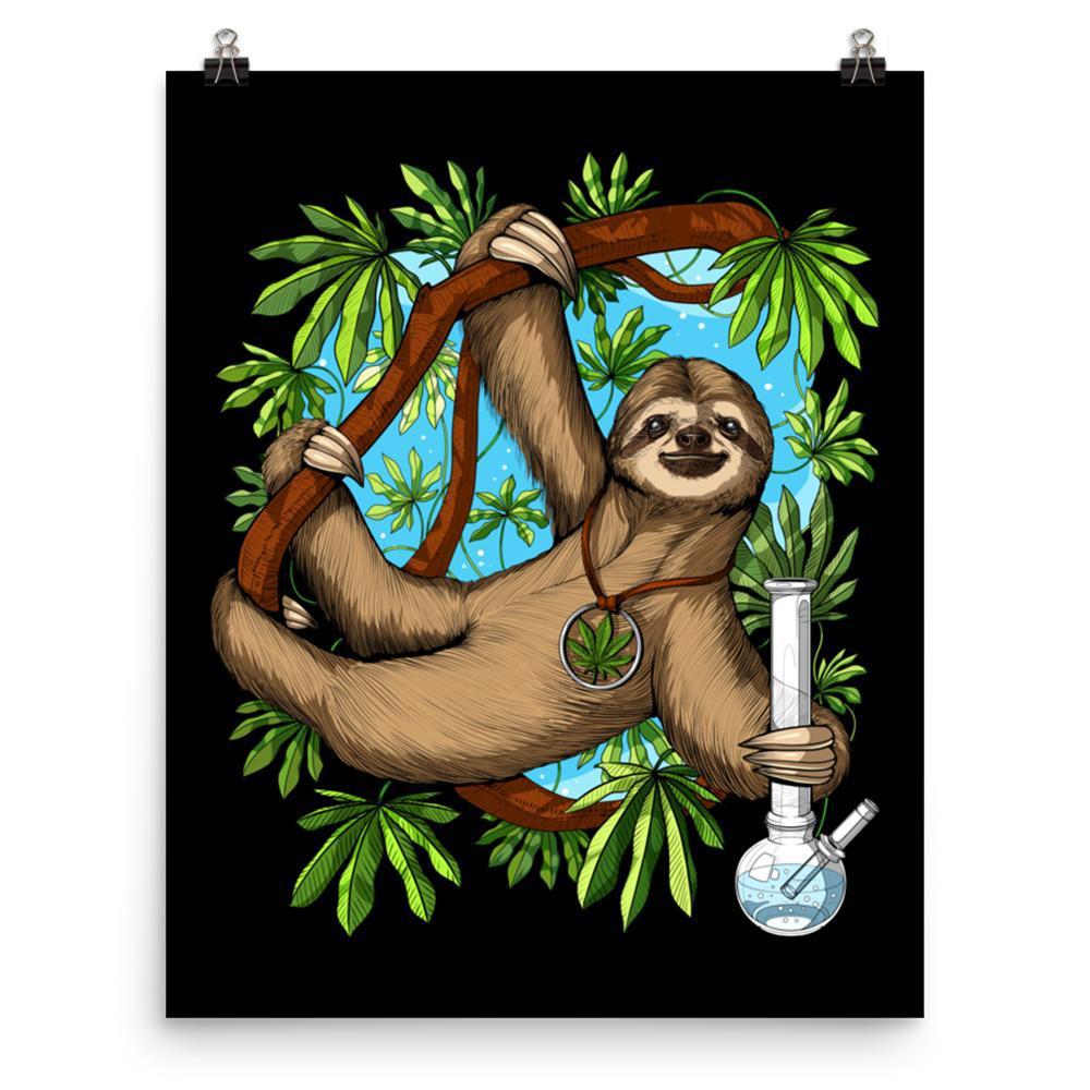 Sloth Weed Poster, Weed Art Print, Stoner Poster, Cannabis Poster, Hippie Art Print, Funny Sloth - Psychonautica Store