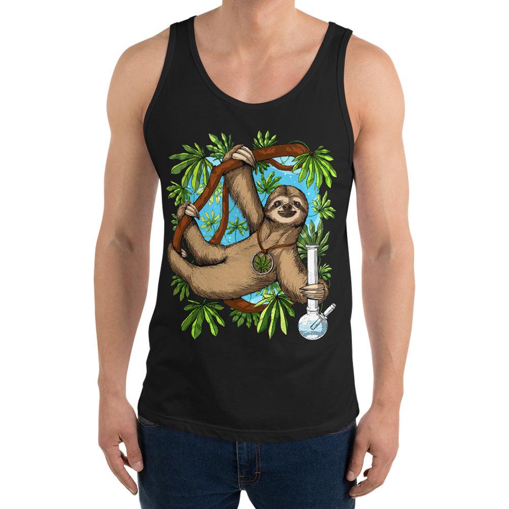 Funny Sloth Tank, Stoner Tank, Weed Tank, Stoner Tank, Festival Clothing - Psychonautica Store