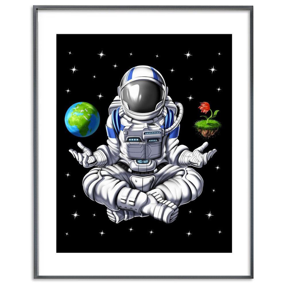 Astronaut Meditation Poster, Astronaut Yoga Art Print, Psychedelic Astronaut Poster, Astronaut Namaste Poster, Zen Astronaut Poster - Psychonautica Store