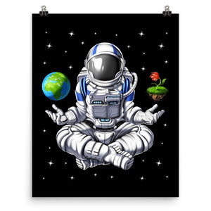 Astronaut Meditation Poster, Astronaut Yoga Art Print, Psychedelic Astronaut Poster, Astronaut Namaste Poster, Zen Astronaut Poster - Psychonautica Store