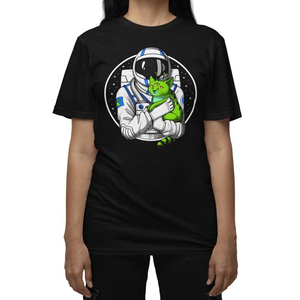 Space Alien Cat T-Shirt, Alien Astronaut T-Shirt, Psychedelic Cat Shirt, Space Astronaut Shirt, Alien Clothes, Psychedelic Alien Clothing - Psychonautica Store