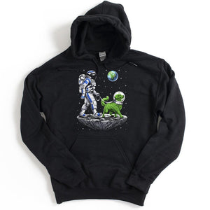 Alien Dog Hoodie, Astronaut Walking Dog Hoodie, Space Astronaut Mens Hoodie, Funny Alien Dog Clothes, Space Dog Walk Sweatshirt - Psychonautica Store