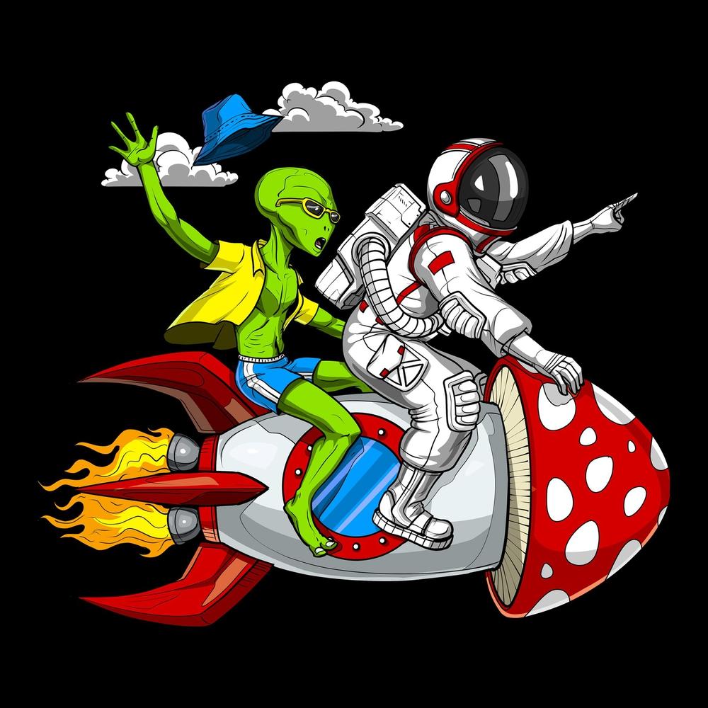Magic Mushrooms Shirt, Alien Shirt, Psychedelic Shirt, Astronaut Shirt, Hippie Shirt, Psychedelic Clothes - Psychonautica Store