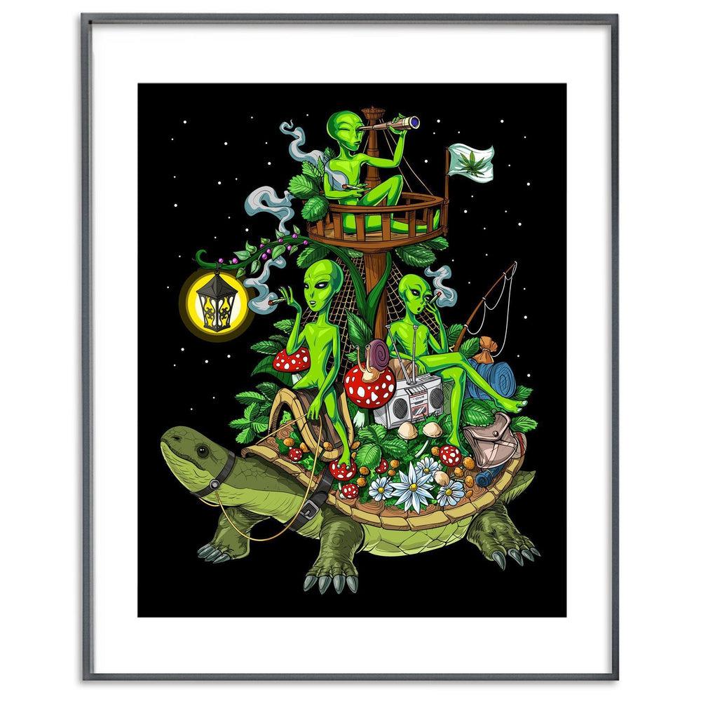 Hippie Poster, Hippie Art Print, Aliens Art Print, Psychedelic Poster, Stoner Poster, Alien Art Print, Stoner Gifts - Psychonautica Store