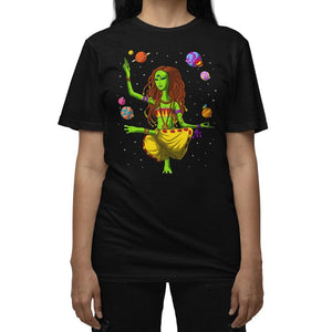 Alien Hippie T-Shirt, Alien Yoga T-Shirt, Psychedelic Alien T-Shirt, Spiritual T-Shirt, Yoga Clothing, Hippie Clothes - Psychonautica Store