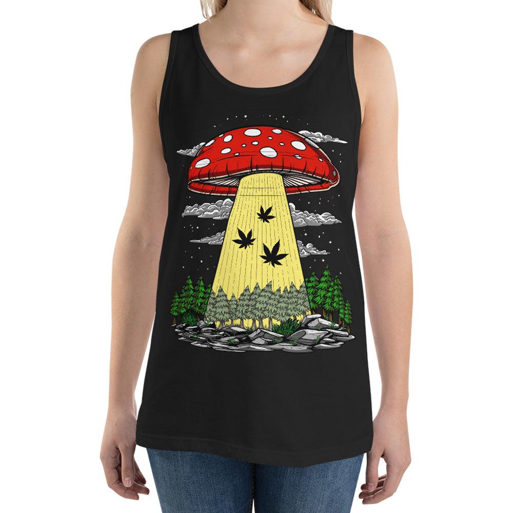 Weed Alien Abduction Tank, Cannabis Tank, Psychedelic Clothes, Weed Mens Tank, Marijuana Tank, Stoner Clothing - Psychonautica
