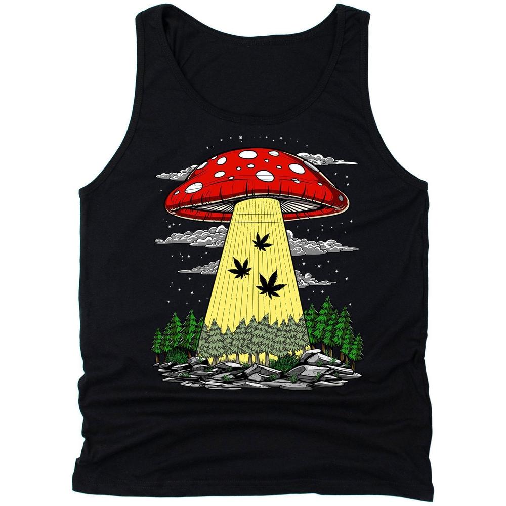 Weed Alien Abduction Tank, Cannabis Tank, Psychedelic Clothes, Weed Mens Tank, Marijuana Tank, Stoner Clothing - Psychonautica