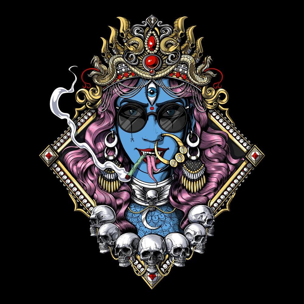 Hindu Goddess Kali, Hinduism Kali, Hippie Stoner, Kali Smoking Cannabis, Psychedelic Kali Goddess - Psychonautica Store