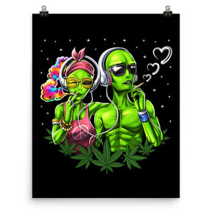 Aliens Smoking Weed Poster, Weed Aliens Poster, Hippie Poster, Weed Art Print, Stoner Poster, Cannabis Poster - Psychonautica Store
