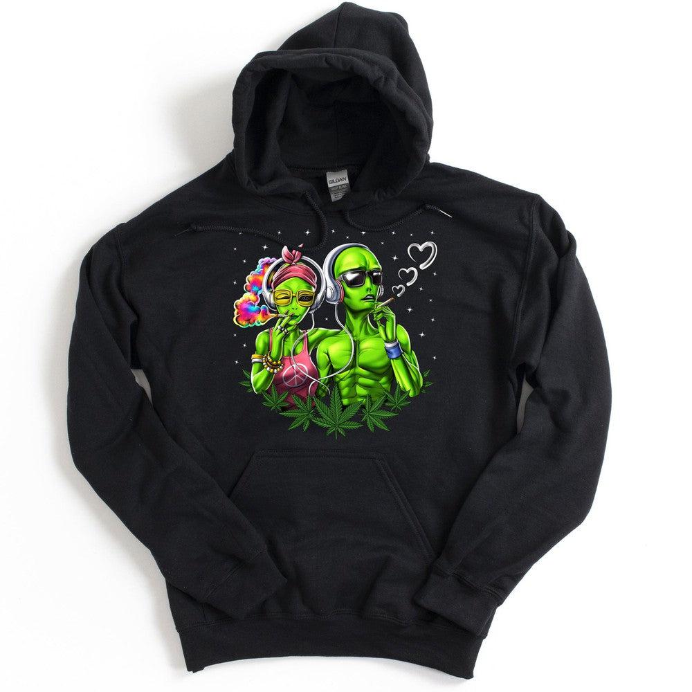 Aliens Smoking Weed, Weed Aliens Hoodie, Hippie Sweatshirt, Stoner Clothes, Hippie Hoodie, Cannabis Hoodie, Hippie Clothing - Psychonautica Store