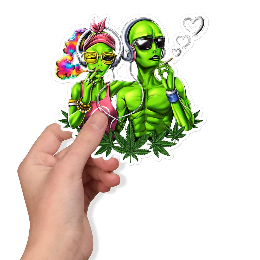 Alien Smoking Weed Sticker, Weed Aliens Stickers, Hippie Sticker, Stoners Decals, Psychedelic Sticker, Cannabis Sticker, Stoner Sticker - Psychonautica Store